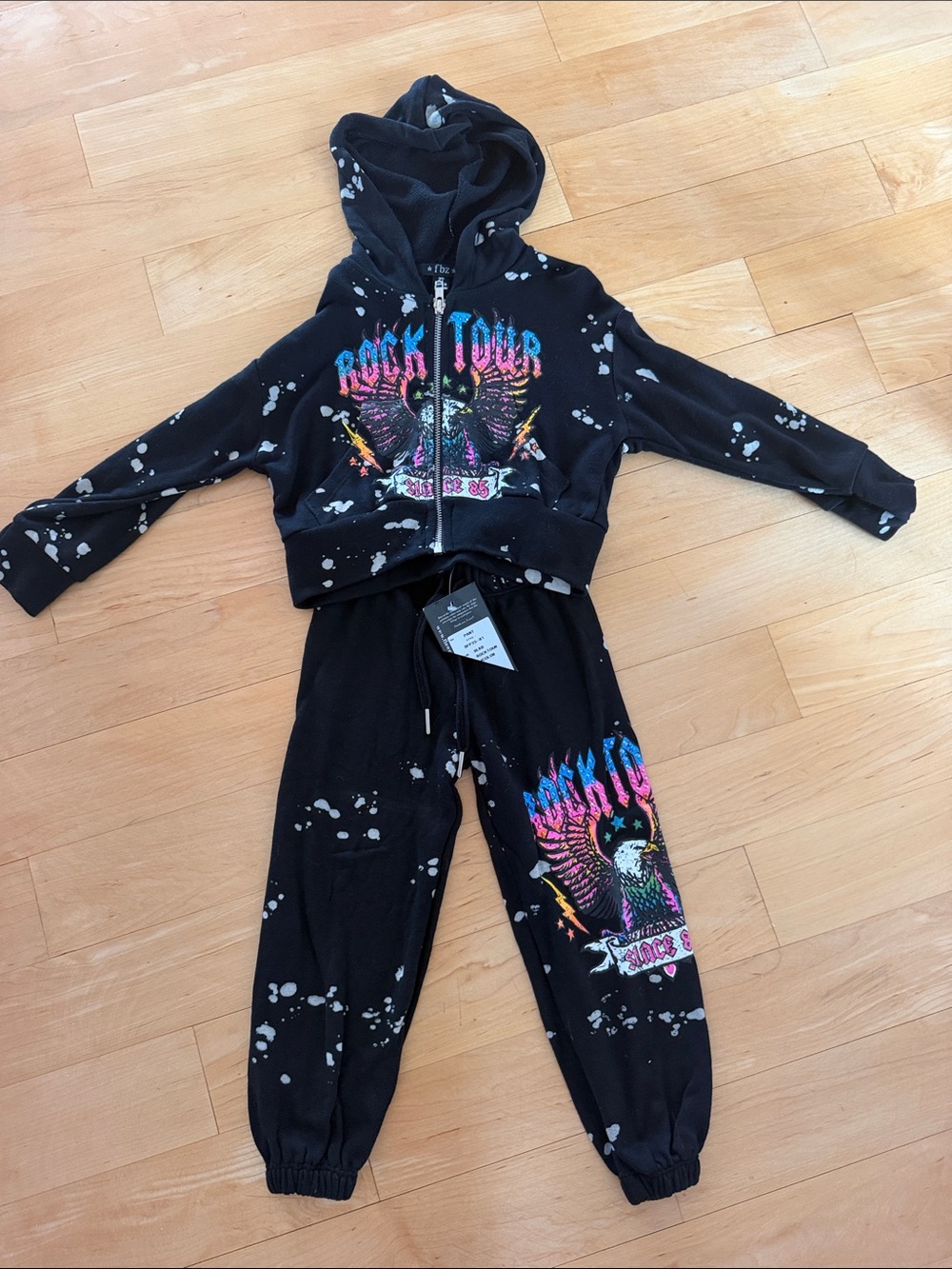 NWT! Kids Black 'Rock Tour' Hoodie & Jogger Costume Set, size 2T, soft as bamboo